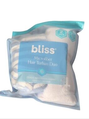 Bliss Microfiber Hair Turban Set of 2 Blue & White